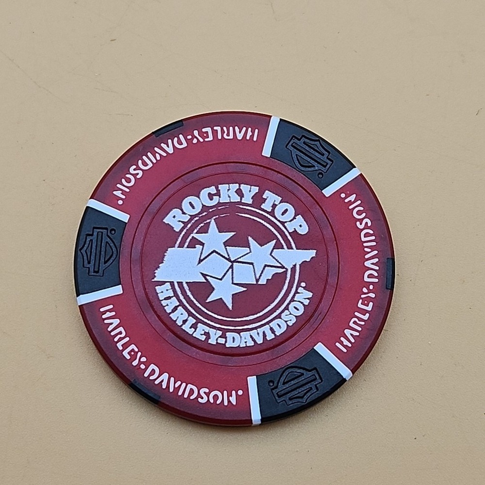 Harley Davidson Poker Chip Rocky Top Tennessee‎ Pigeon Forge Red Black